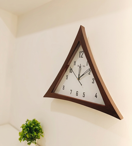 Handmade Modern Style Wooden Hanging Quartz Triangle Shape Art Deco <b>Wall</b> <b>Clock</b> for Living Room Home Office Decoration - Product Image 4