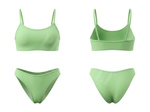 Conjunto de Bikini OEM de Cintura Alta con Control de Abdomen, Diseño de Logotipo Personalizado, Tirantes, Color Sólido, Traje de Baño Suave de Dos Piezas, Estampado de Verano - Product Image 3