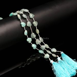 Cuentas de Aguamarina Natural AAA Talladas en Forma de Corazón de 10MM, Perforadas Lateralmente, Hilo de 8 Pulgadas para Fabricación de Joyas, Precio al por Mayor, Venta a Granel - Product Image 3