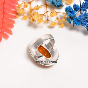 Bague en argent sterling 925 avec ambre baltique rare, faite à la main, pour elle, anniversaire, mariage, fournisseur en gros - Product Image 2