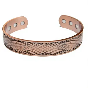 Pulsera Magnética de Cobre con Motivo Tribal de Llama Hecha a Mano, Joyería Metálica de Moda, Diseño Exquisito - Product Image 4