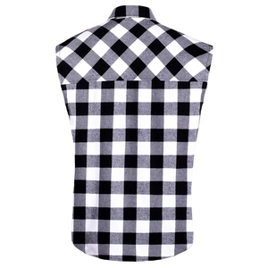 Chemise en flanelle respirante et douce sans manches à carreaux avec boutons pour garçons, taille 6XL, chemise en flanelle pour hommes avec poche poitrine - Product Image 2