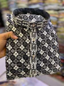 ชุดคุर्ตา ปาจามา ปักลายชิกันการี สำหรับผู้ชาย งานแต่งงานแบบอินเดีย ชุดพิธีการสำหรับผู้ชาย - Product Image 4