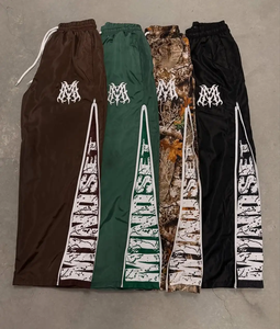 Pantalon de survêtement noir pour homme Divine Glory, taille élastique avec cordon de serrage, logo brodé, coupe décontractée évasée, idéal pour l'automne - Product Image 4