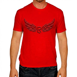   Camiseta de Manga Corta para Hombre con Logotipo R con Alas en Relieve, Corte Regular, Cuello Redondo, Diseño Casual de Punto - Product Image 4