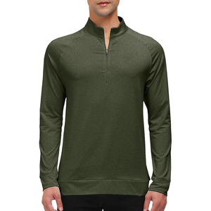 T-shirt de sport léger à manches longues pour homme, demi-zip, tricoté, extensible, pour l'entraînement et le fitness, avec fermeture éclair 3/4 - Product Image 3