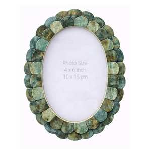Luxury Handmade Oval Bone Inlay <b>Photo</b> <b>Frame</b> <b>Black</b> White Chevron Pattern Decorative Tabletop Picture <b>Frame</b> Home Hotel Wedding - Product Image 2