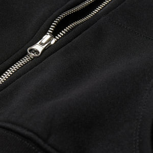 Sudaderas con capucha más vendidas, sudaderas con capucha cortas con cremallera completa para mujer, sudaderas con capucha personalizadas para mujer en color negro disponibles según su demanda. - Product Image 6