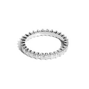 Custom Princess Cut Lab Grown Diamond Wedding Band 14K 18K Solid Gold Bar Setting Full Eternity <b>Stacking</b> Promise <b>Rings</b> Wholesale - Product Image 3