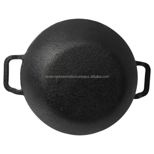 Pre Seasoned <b>Cast</b> Iron Kadai Deep Fry <b>Pan</b> Wok Heavy Duty Non Stick Cooking Kadhai for Home and Restaurant Use - Product Image 5
