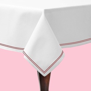 White Cotton Rectangle <b>Tablecloth</b> Washable Polycotton Table Cloth in Embroidery Piping Border Home decor - Product Image 6