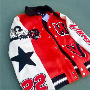 2026 New Blue Varsity <b>Jacket</b> With Embroidered Logo And Lettering Preppy Style Regular Fit Spring Wear - Product Image 2