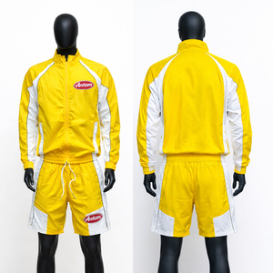 Conjunto de Chaqueta Cortavientos de Nailon Arrugado Premium Personalizado con Sudadera y Pantalones Cortos a Juego, Ropa Urbana, Fabricación Personalizada OEM ODM Directo de Fábrica - Product Image 1