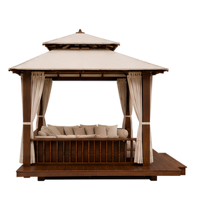 Gazebo Moderno de Madera Sólida para Jardín con Toldo y Cortinas para Patio de Villa de Lujo o Resort - Product Image 3