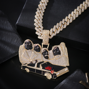 Pendentif Cartes à Jouer Les Quatre Rois en Argent 925 avec Diamant de Laboratoire, Plaqué Or, Léger, Collier Hip Hop Tendance, Bijou de Luxe - Product Image 5