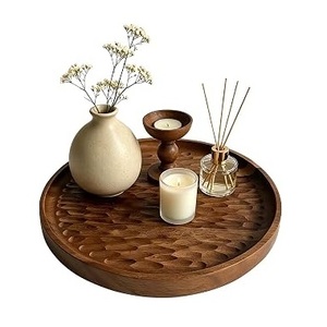 Service de table octogonal géométrique en bois de luxe pour hôtel, base de service à chambre à bords biseautés, articles pour la maison et le style de vie - Product Image 5