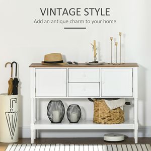 Contemporary Retro White Console <b>Table</b> with 2 Drawers Vintage <b>Sofa</b> <b>Side</b> <b>Table</b> for Entryway Living Room Bedroom - Product Image 4