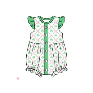 OEM ODM Vêtements pour enfants personnalisés Ensembles de vêtements pour filles Jour de la Saint-Patrick Robe pour enfants Imprimé vert Vêtements pour sœurs - Product Image 4