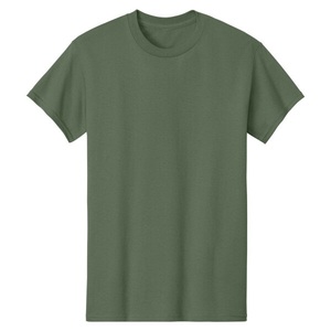 เสื้อยืดผู้ชายสไตล์ไฮสตรีท ผ้าเจอร์ซีย์คอตตอน 100% พร้อมตัวเลือกโลโก้แบบกำหนดเอง สีเขียวทหาร - Product Image 1
