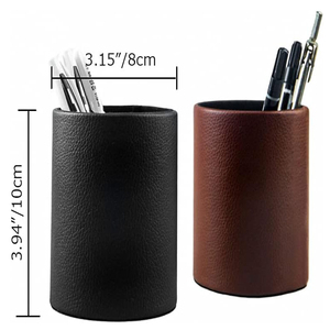 Porte-stylos en cuir, porte-crayons marron, porte-stylos élégant pour bureau, organisateur de papeterie - Product Image 2