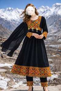 Women's Afghani Casual <b>Dresses</b> Luxury Ethnic Embroidered Bohemian Style Festival Clothing Supplier Collection - Product Image 3