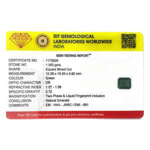 Certified Fine Synthetic Emerald Loose Gemstone-6.75 Carat Brilliant Pear Cut with Calibrated Optical Effects - Product Image 4