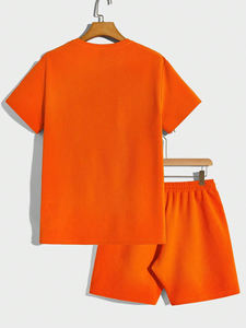 Conjunto de Pantalones Cortos de Verano Extra Grandes Personalizados para Hombre, Camiseta 100% Algodón con Pantalones Cortos a Juego, Atuendo Casual de 2 Piezas - Product Image 4