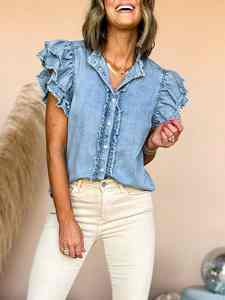 Colección Signature: Top de Mezclilla para Mujer, Estructura Limpia, Material Flexible, Acabado Pulido, Elegancia Cotidiana, Diseño Único - Product Image 3