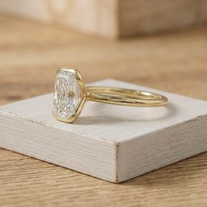 Bague de mariage solitaire moderne en or massif 10K 14K 18K avec diamant de laboratoire taille émeraude 3.00 CT, demi-sertissage, couleur E, clarté VVS - Product Image 5