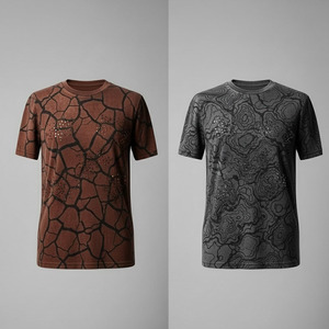 T-shirt personnalisé en gros, haute qualité, écologique, décontracté d'été, 100% coton, séchage rapide, respirant, épaules tombantes, avec strass - Product Image 1