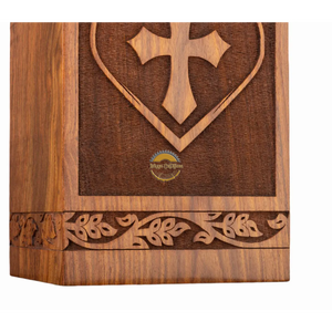 AYAANS Rosewood wooden Hand Carved Wooden Hot Selling cremation Urn Box for Adult Ashes Wholesale Cremation Urns (6X6X11)IN - Product Image 6