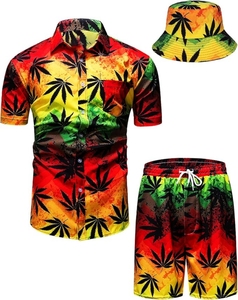 Ensemble Hawaïen Homme Personnalisé OEM en Satin Respirant avec Chapeau Bob et Motifs Floraux 3D pour Tenue de Plage Estivale et Vacances en Station Balnéaire - Product Image 5