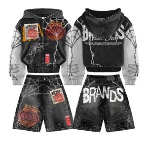 Conjunto Deportivo de Punto con Capucha para Hombre SPLENDID APPAREL, Estampado Digital, Ropa Urbana, Manga Larga, Pantalones Cortos, Poliéster, Ropa de Otoño - Product Image 4