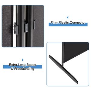 Divisorio Pieghevole Nero da 6 Piedi con 4 Pannelli, Tessuto in Poliestere da 160g, Telaio in Acciaio al Carbonio e Piedini in Plastica - Product Image 5
