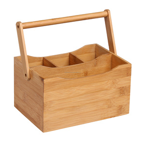 Artículo decorativo para el hogar Cubiertos de bambú natural Caddy con asa Organizador de condimentos Artículo al por mayor Artesanía India Nuevo diseño - Product Image 6