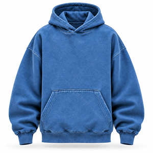 Sudadera con Capucha Azul Lavado para Hombre, Sudadera con Bolsillo Delantero, Ropa Casual de Calle - Product Image 4