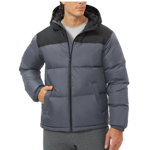 Custom Design Casual Winter Puffer <b>Jacket</b> <b>Men</b> Warm Polyester Stand Zipper Closure Regular Length <b>Canvas</b> Material Waterproof - Product Image 1