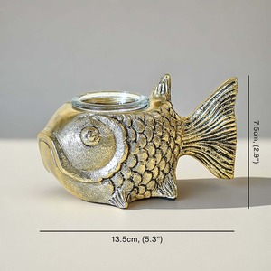 Porte-bougie sculpté en forme de poisson, 13.5cm, décoration pour la maison, résistant à la chaleur - Product Image 1