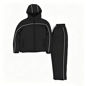 Wholesale Winter Sporty Oversized Streetwear Printed Hooded Solid 2 Piece <b>Waffle</b> Waterproof Reversible Windbreaker Breathable - Product Image 5
