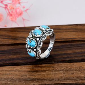 Anillo de Plata de Ley Turquesa Algodón de Azúcar, Joyería Artesanal Estilo Suroeste, Regalo Hecho a Mano para Ella - Product Image 2