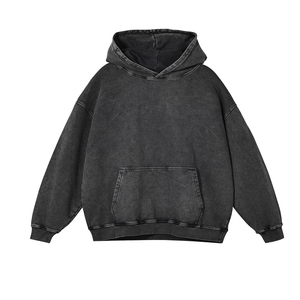 Sudadera con Capucha para Hombre con Efecto Ácido – Algodón Vintage Desgastado, Forro Polar, Estilo Oversize, Streetwear, Gruesa, con Bolsillo Canguro - Product Image 1