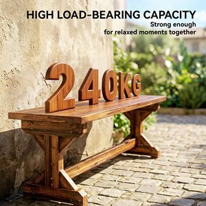 Panca Rustica da Esterno in Legno con Base a X, Panca da Giardino Senza Schienale per Portico, Parco, Panche da Patio Carbonizzate - Product Image 5