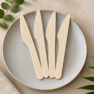 Ensemble de couverts en bois biodégradables, couverts de voyage écologiques, couteau, fourchette, cuillère recyclables, ustensiles jetables sans danger pour les aliments - Product Image 2