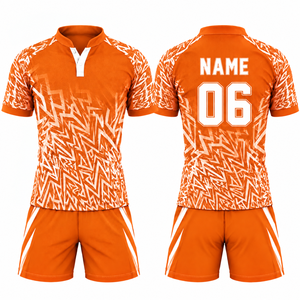 Ensemble de maillots de rugby personnalisés avec logo imprimé par sublimation, design graphique, séchage rapide, respirant, sans col, pour hommes, avec short - Product Image 6