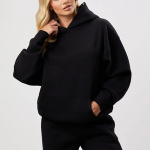 <b>Women</b> <b>White</b> Hooded Drop Shoulder Sweatshirt Long Sleeve Fleece Pullover <b>Hoodie</b> with Kangaroo Pocket - Product Image 4