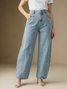 Jeans ajustados elásticos de tiro alto azules 2026 transpirables con lavado a la piedra vintage para mujer, tallas grandes, pantalón vaquero OEM a precio económico - Product Image 5