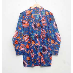 Conjunto de Pijama de 2 Piezas para Mujer, Hecho a Mano, de Lujo, Vintage, Romántico, Clásico, Floral, Otoñal, 100% Algodón, Suave, Liso, Transpirable y de Secado Rápido - Product Image 6