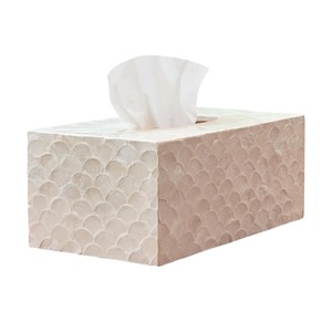 Caja de pañuelos rectangular de alta gama con incrustaciones de nácar y madera hecha a mano para decoración del hogar - Product Image 4