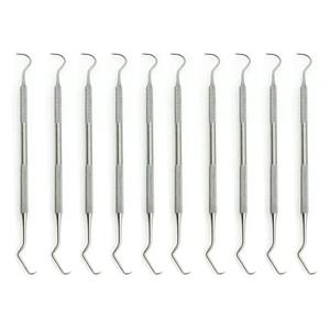10PCS Sondas Exploradoras Dentales de Doble Gancho de Acero Inoxidable con Certificación CE Clase I, 1 Año de Garantía por Dentavex - Product Image 1