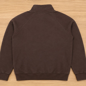 Sweat-shirt à capuche mi-zippé à manches raglan coupe classique en molleton, personnalisé, en coton et polyester, avec poche, pour homme, vente en gros, hiver - Product Image 2